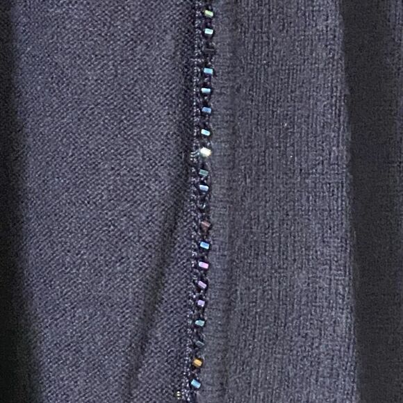 Carolyn Taylor Sweater Womens Medium Blue Cardigan Beaded Trim Open Soft Acrylic - Picture 3 of 4